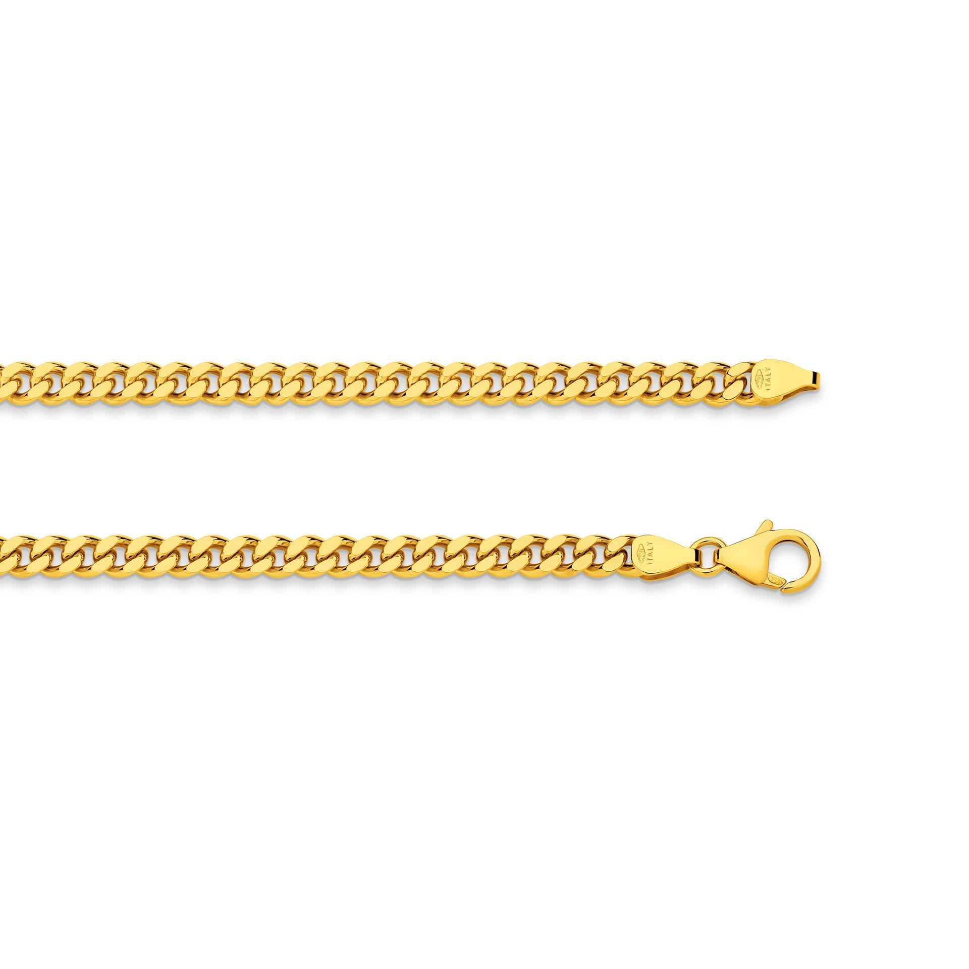 Yellow Gold 4.24mm Diamond Cut Curb Chain - TOP