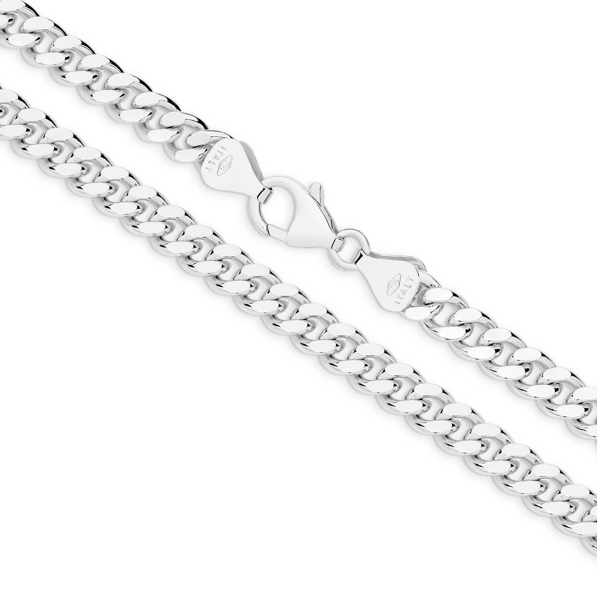 White Gold 5.46mm Diamond Cut Curb Chain - MAIN