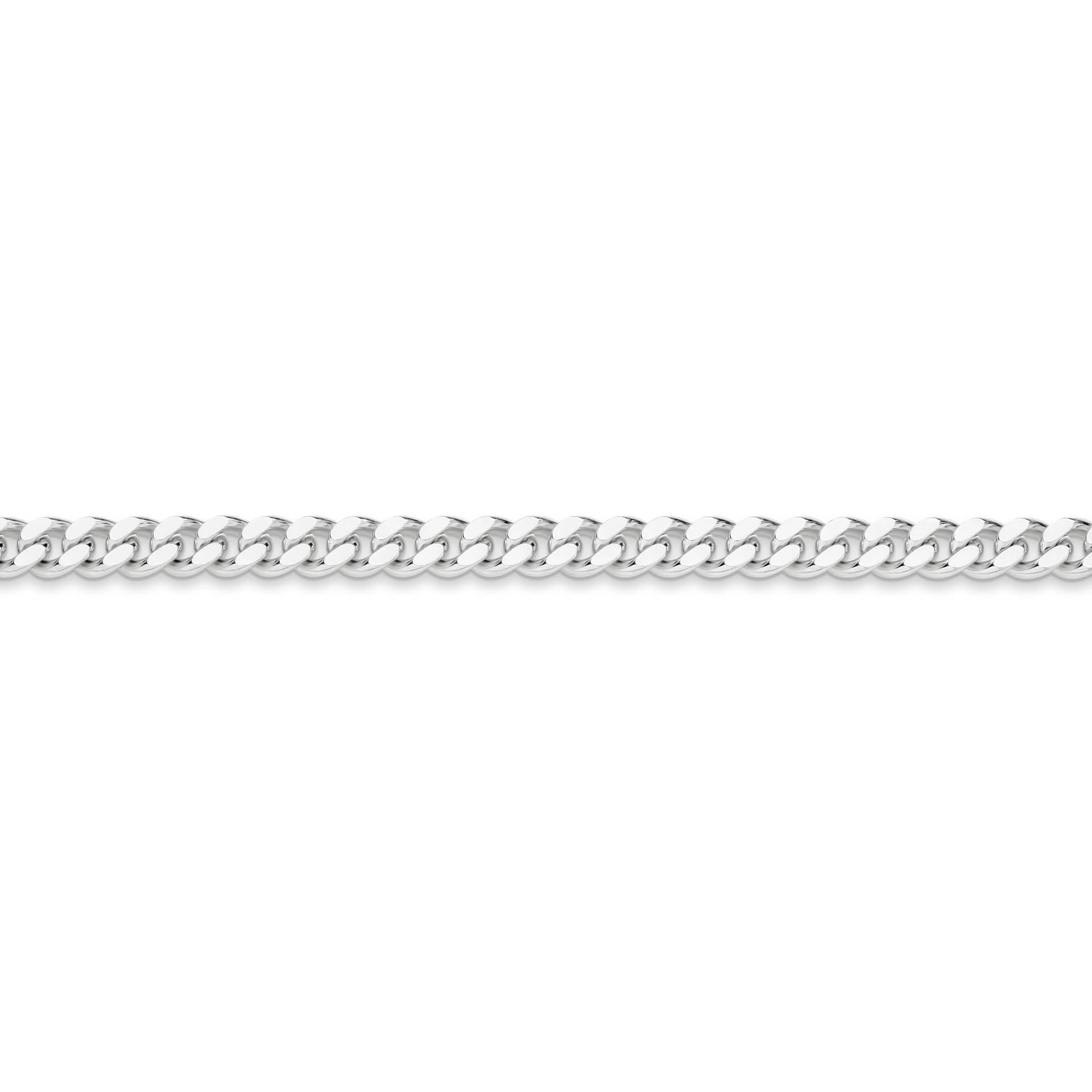 White Gold 5.46mm Diamond Cut Curb Chain - SIDE