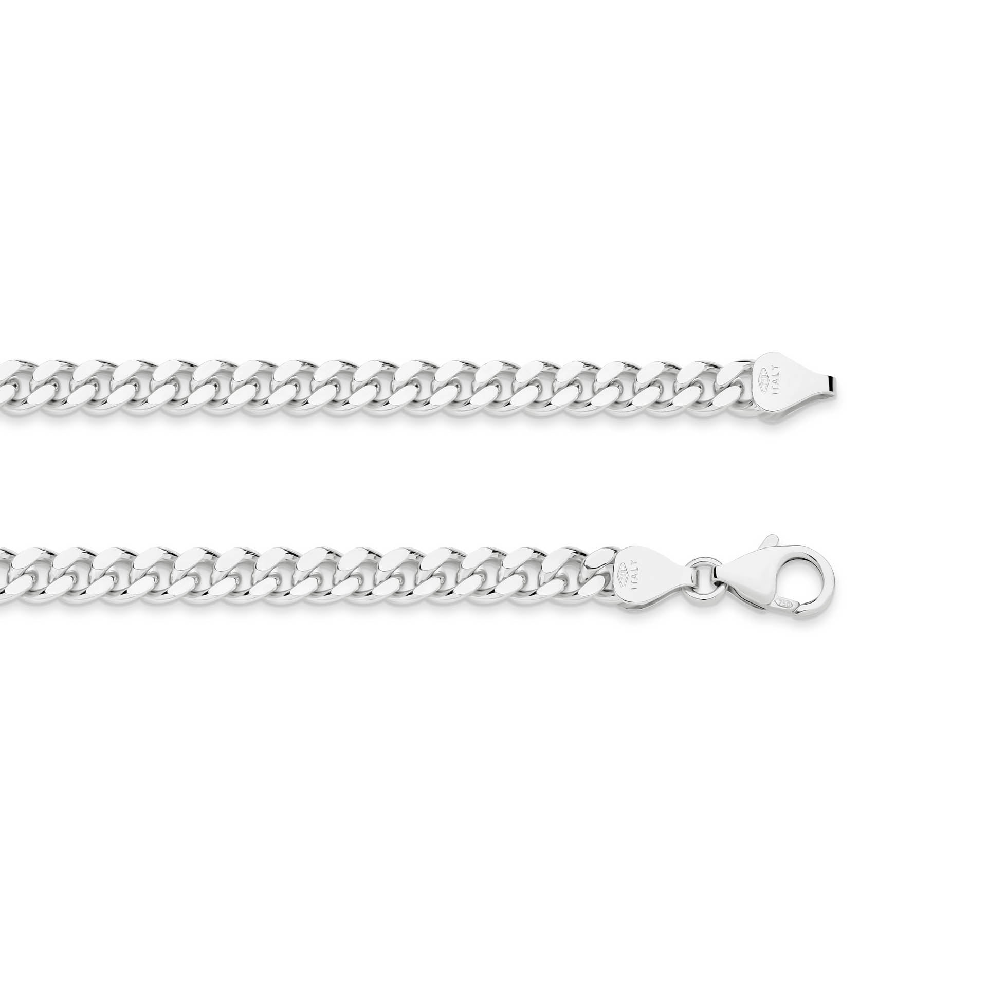 White Gold 5.46mm Diamond Cut Curb Chain - TOP