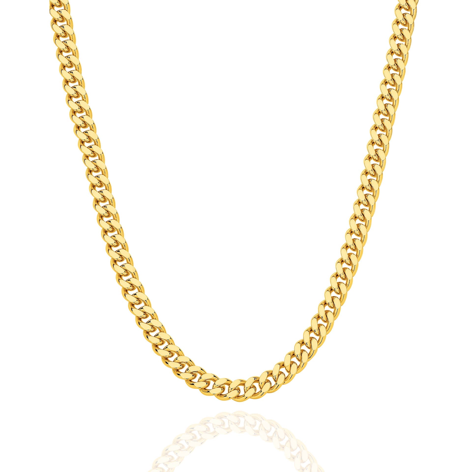 Yellow Gold 5.46mm Diamond Cut Curb Chain - FRONT