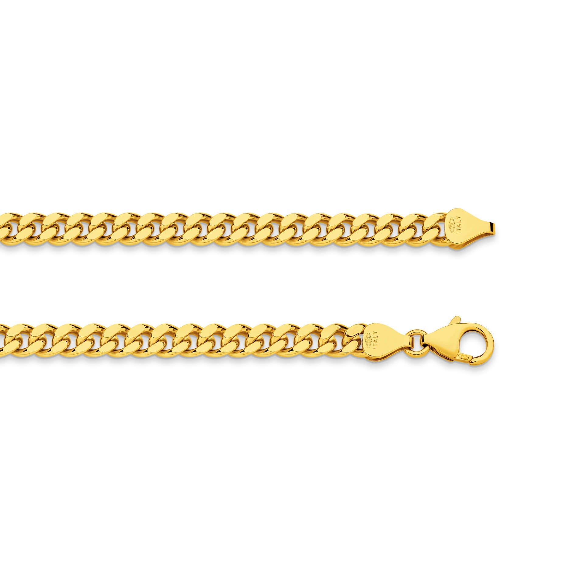 Yellow Gold 5.46mm Diamond Cut Curb Chain - TOP