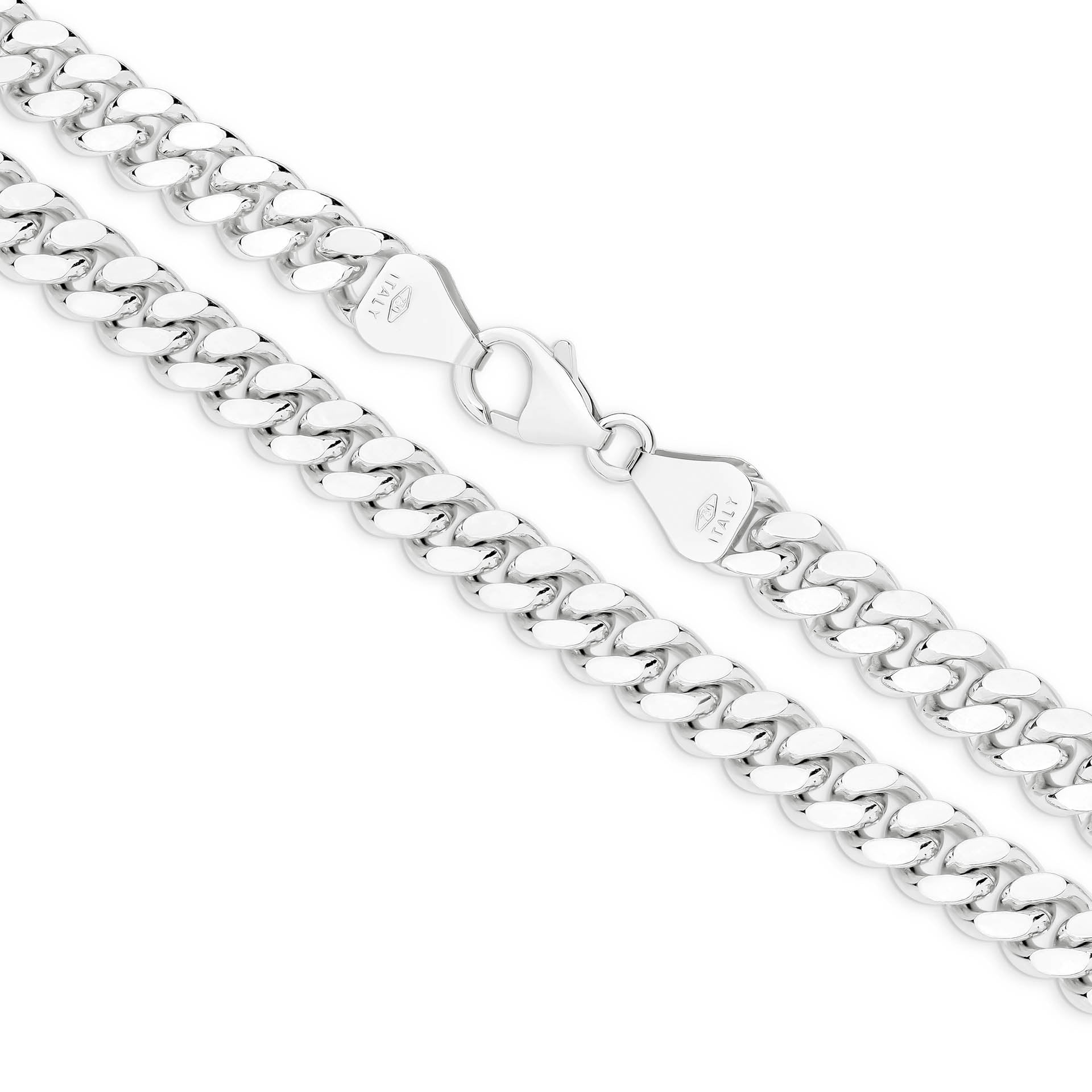 White Gold 7.16mm Diamond Cut Curb Chain - MAIN