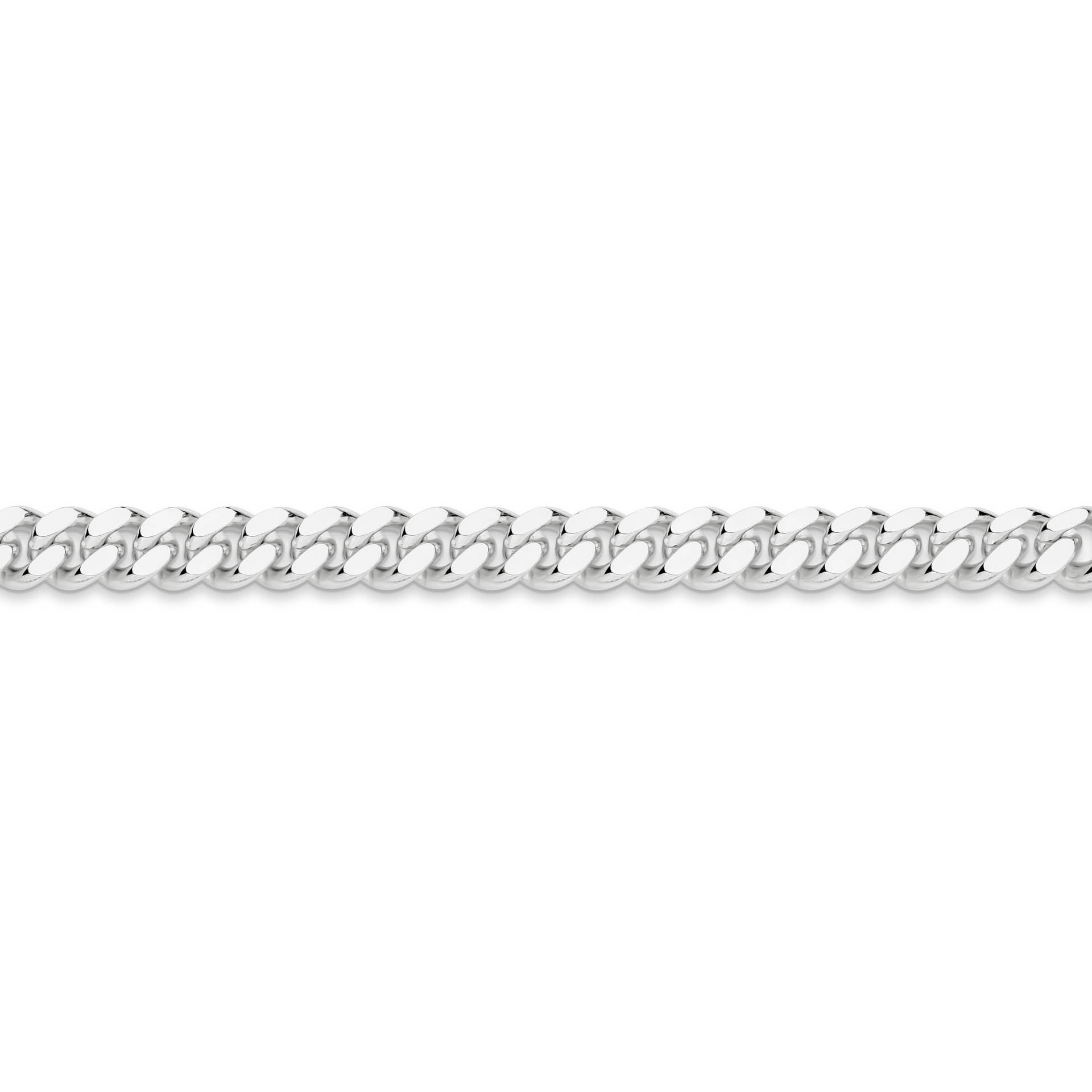 White Gold 7.16mm Diamond Cut Curb Chain - SIDE