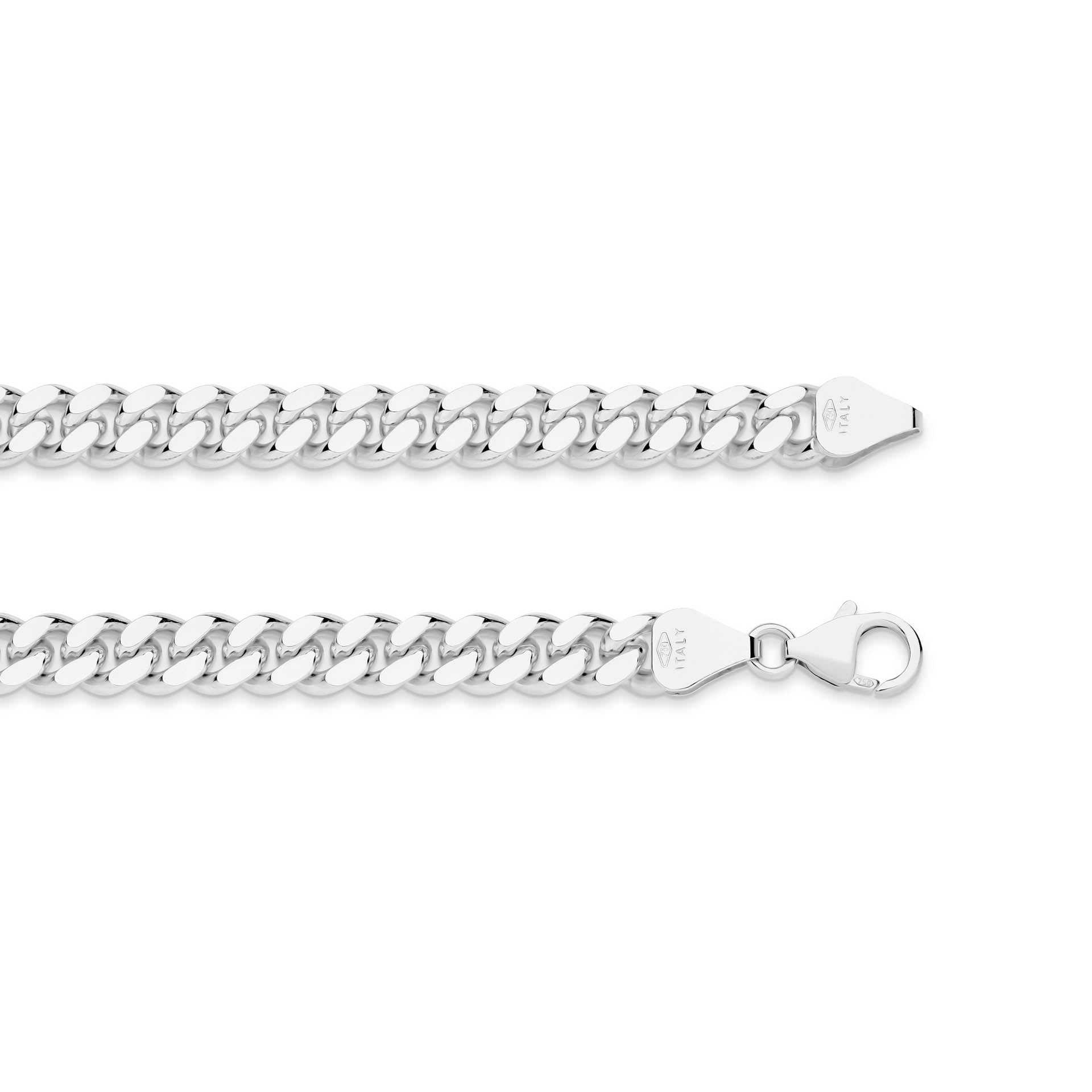 White Gold 7.16mm Diamond Cut Curb Chain - TOP