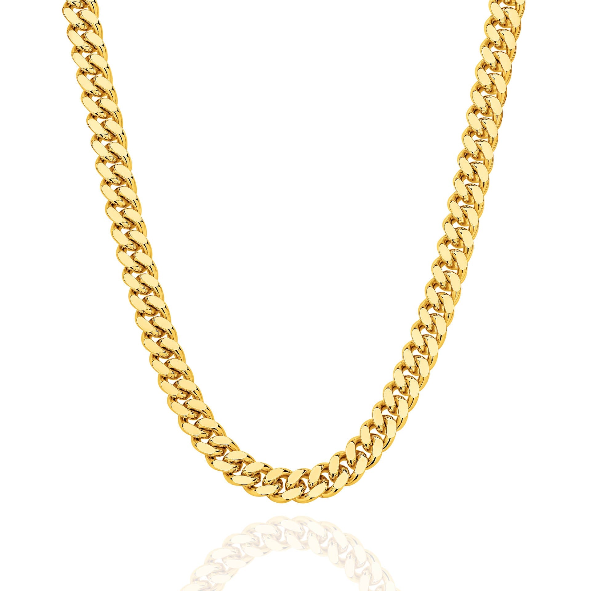Yellow Gold 7.16mm Diamond Cut Curb Chain - FRONT