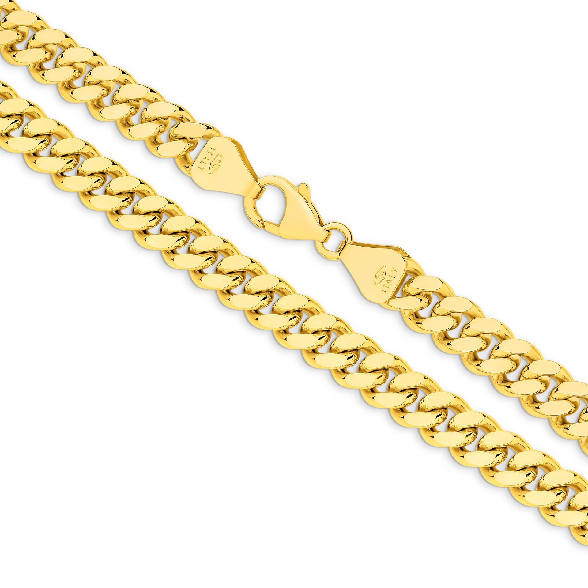Yellow Gold 7.16mm Diamond Cut Curb Chain - MAIN