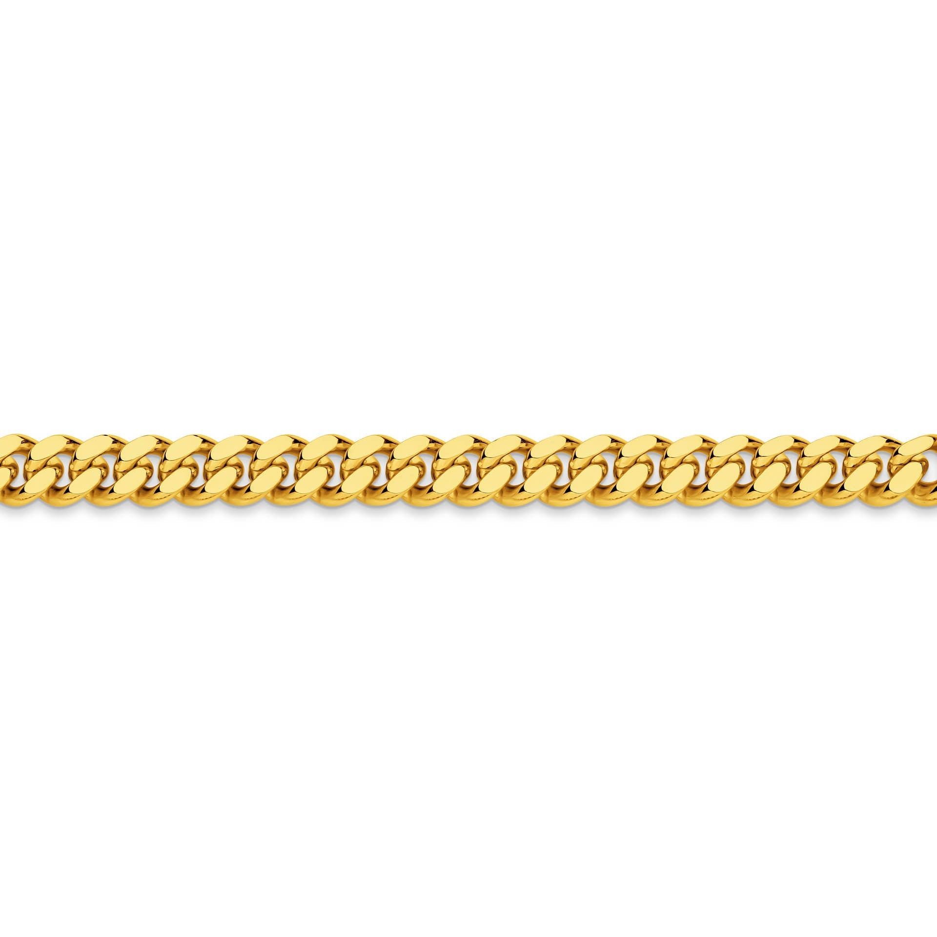 Yellow Gold 7.16mm Diamond Cut Curb Chain - SIDE