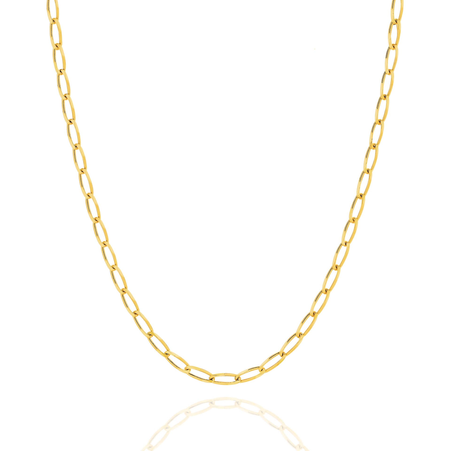 Yellow Gold 2.80mm Flat Curb Chain - FRONT