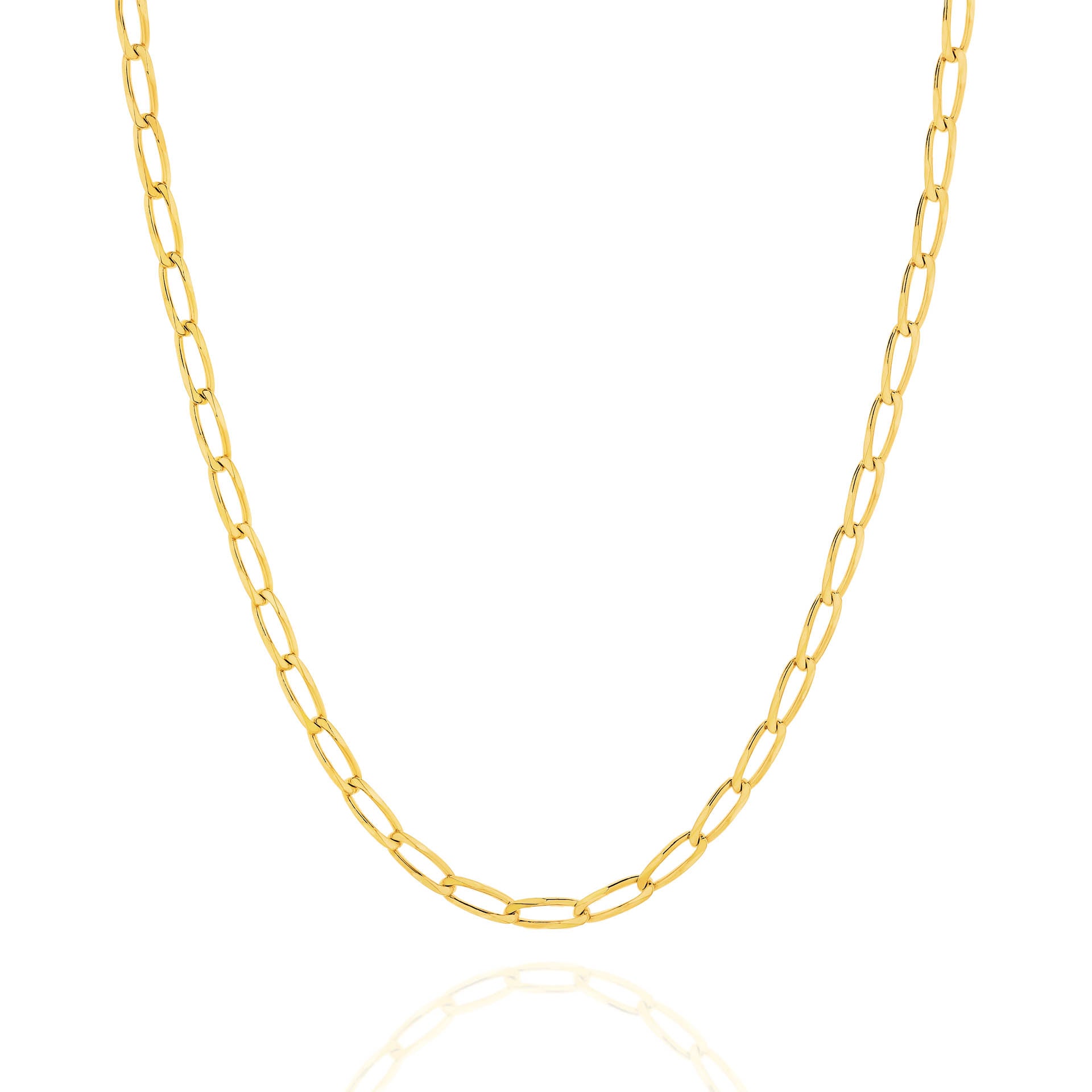 Yellow Gold 3.56mm Flat Curb Chain - FRONT