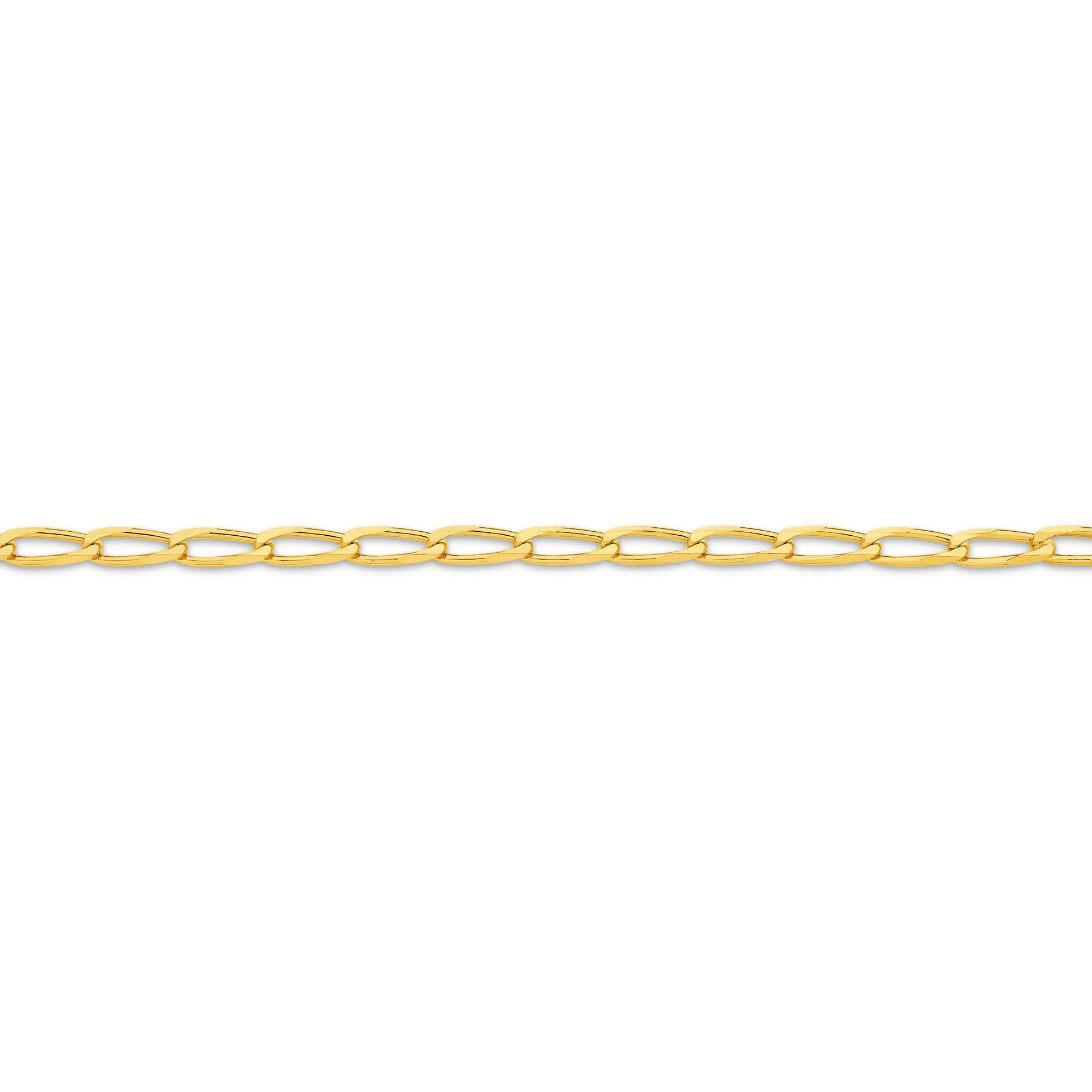 Yellow Gold 3.56mm Flat Curb Chain - SIDE