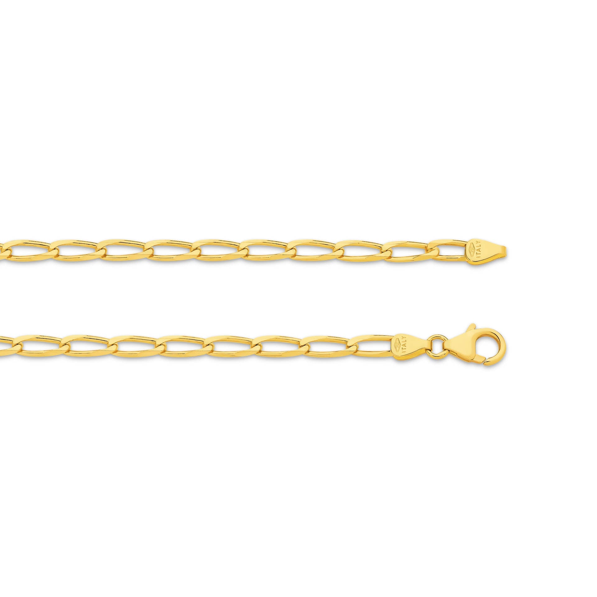 Yellow Gold 3.56mm Flat Curb Chain - TOP