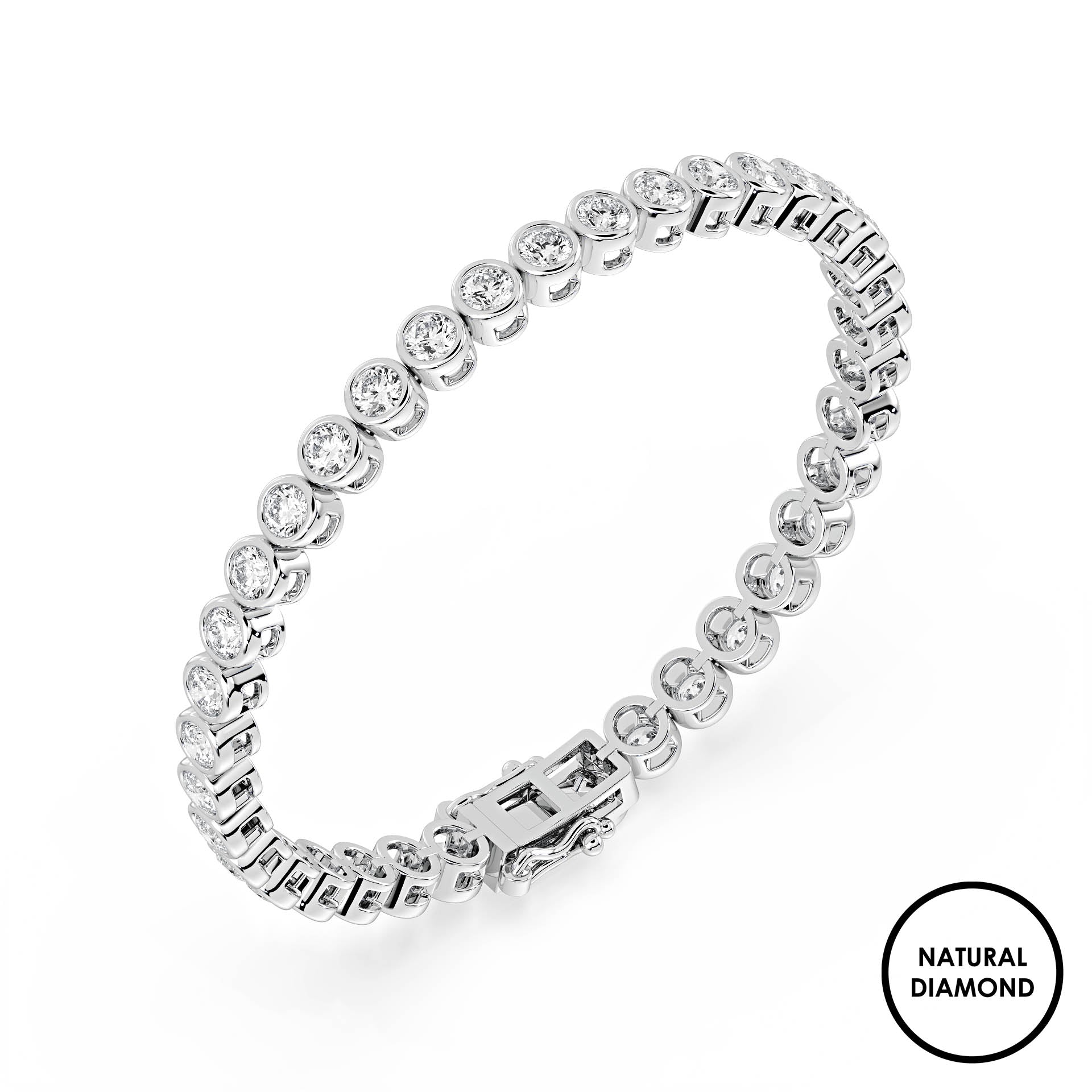 Bezel Set Tennis Bracelet with Natural Diamonds