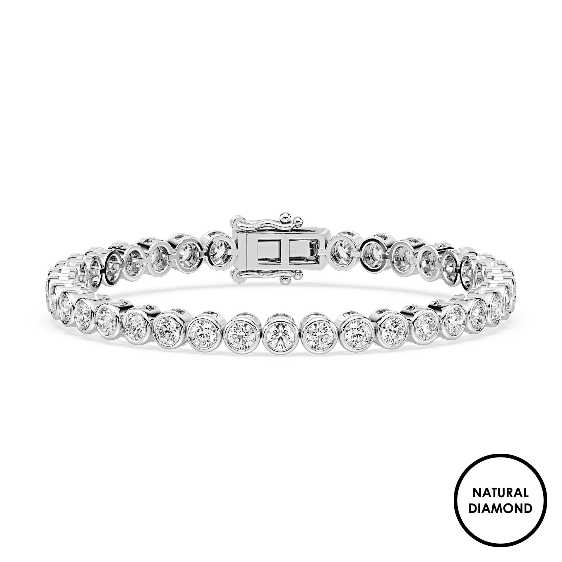 Bezel Set Tennis Bracelet with Natural Diamonds