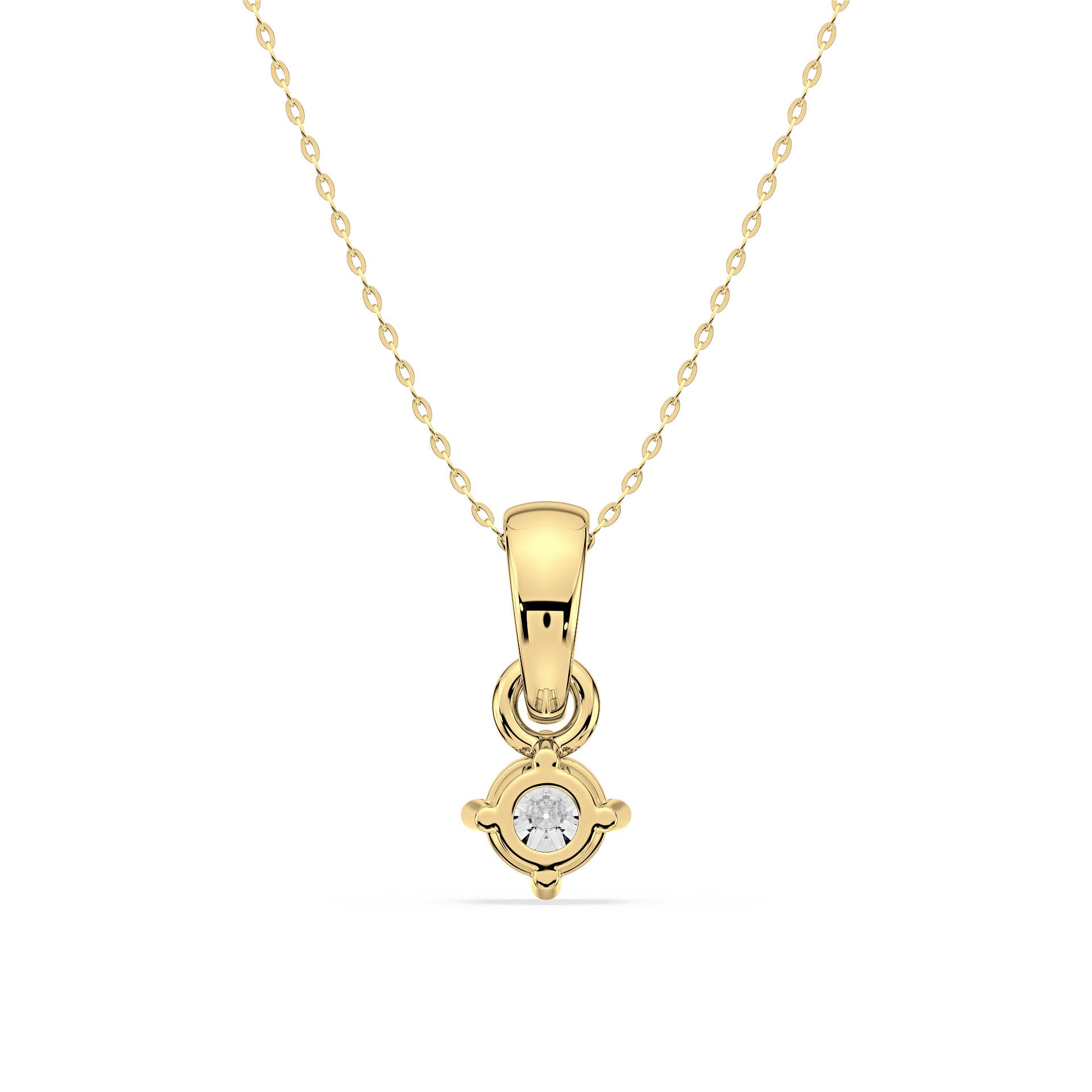 4-CLAW ROUND DIAMOND PENDANT/NECKLACE WITH LARGE BAIL in 18ct Yellow Gold