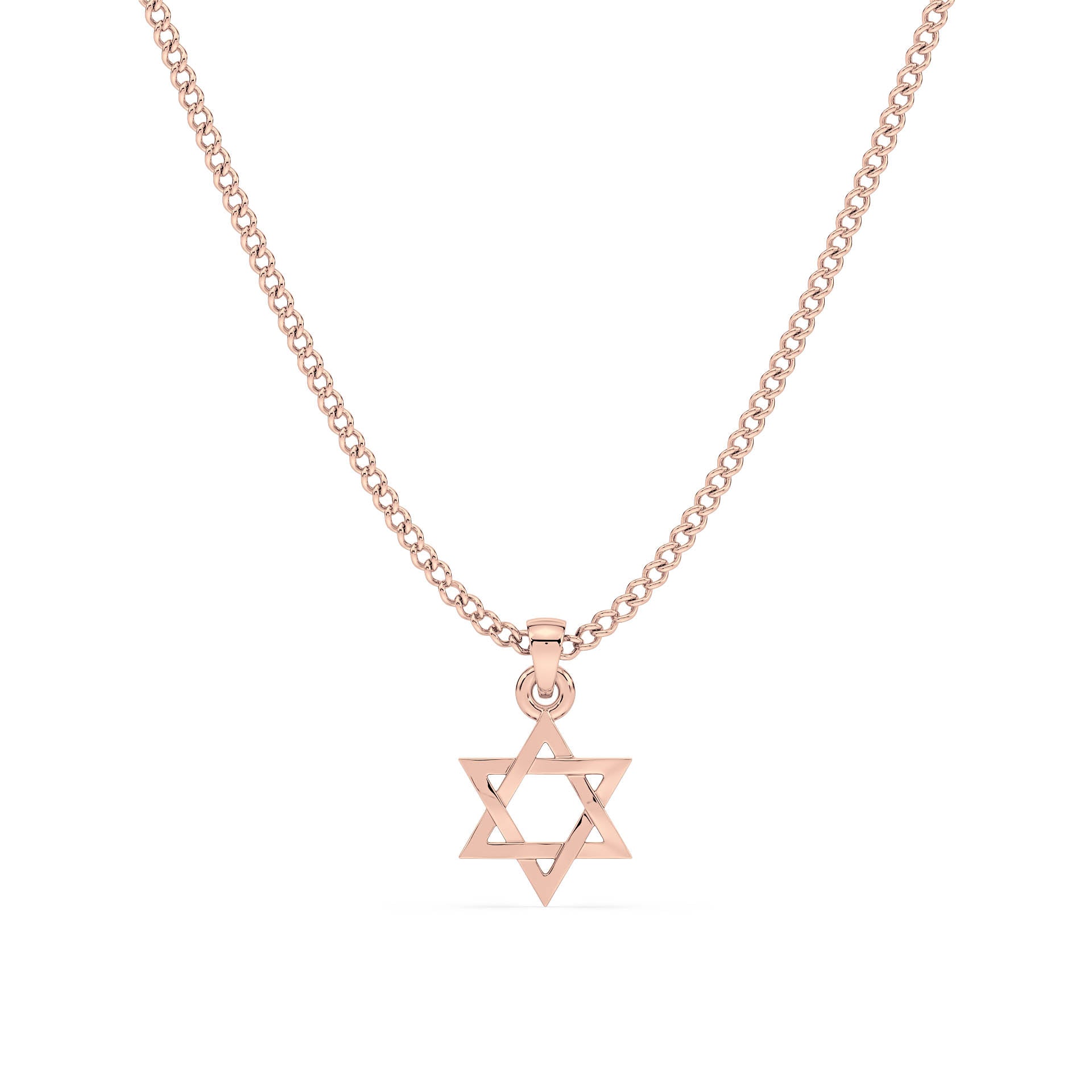 SOLID GOLD STAR OF DAVID PENDANT/NECKLACE in 9ct Rose Gold