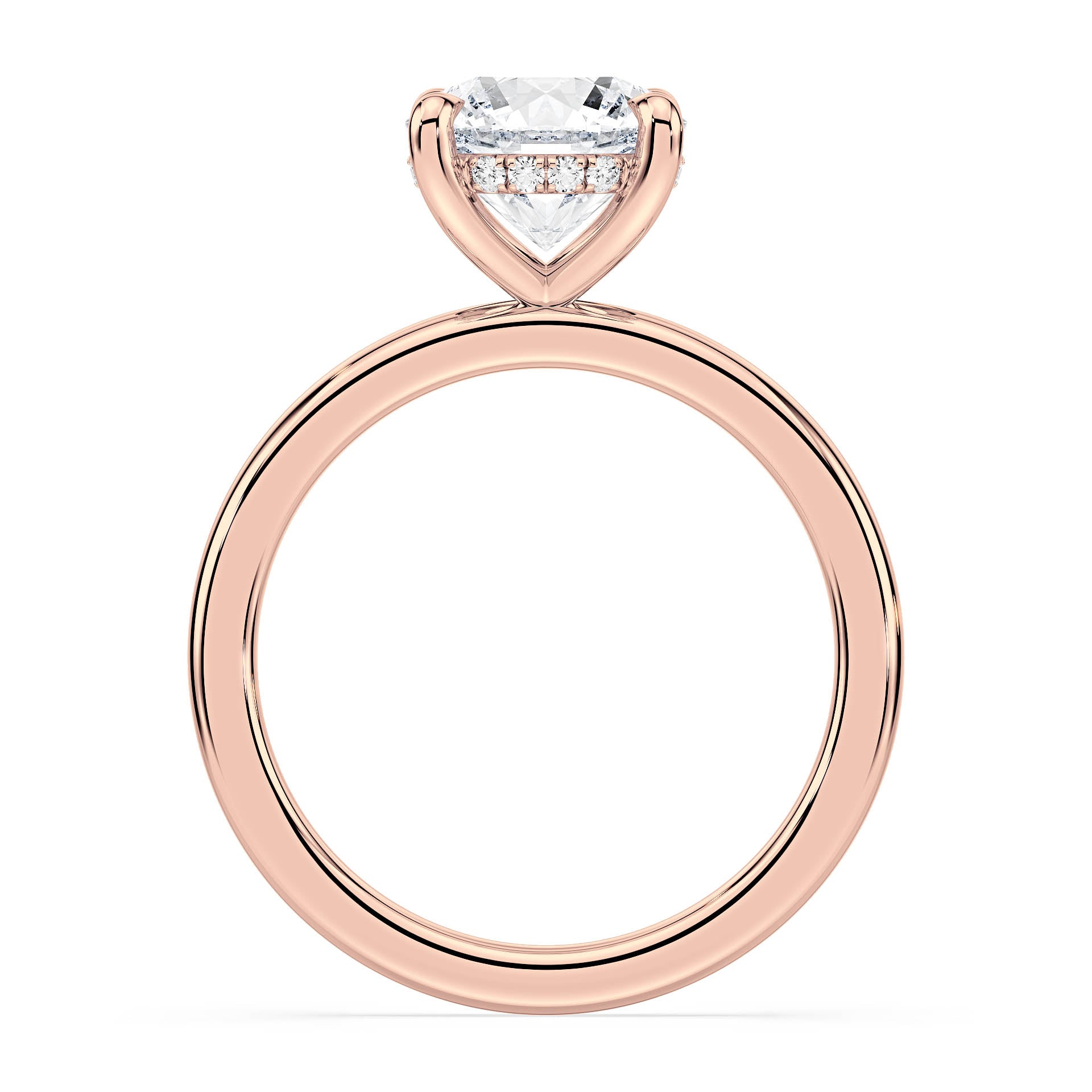4-CLAW SOLITAIRE ROUND DIAMOND ENGAGEMENT RING WITH HIDDEN HALO in 18ct Rose Gold