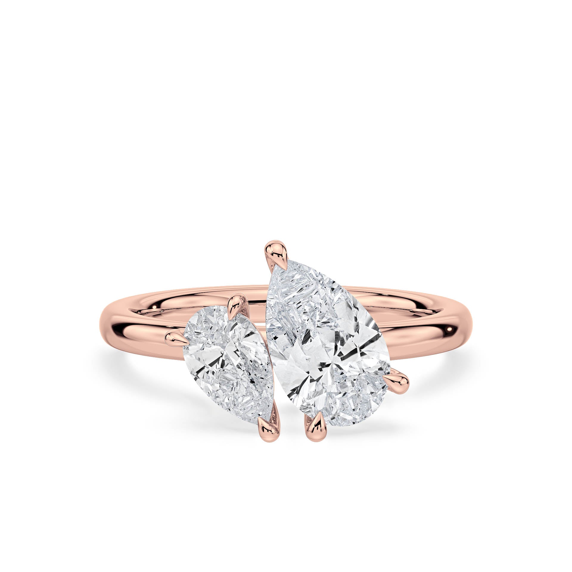 4-CLAW TOI ET MOI PEAR-SHAPED DIAMOND ENGAGEMENT RING in 18ct Rose Gold