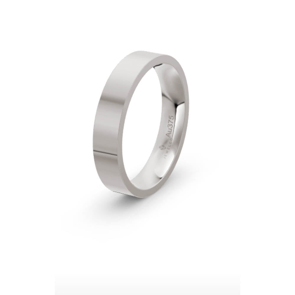 Classic Flat 4mm White Gold Wedding Band