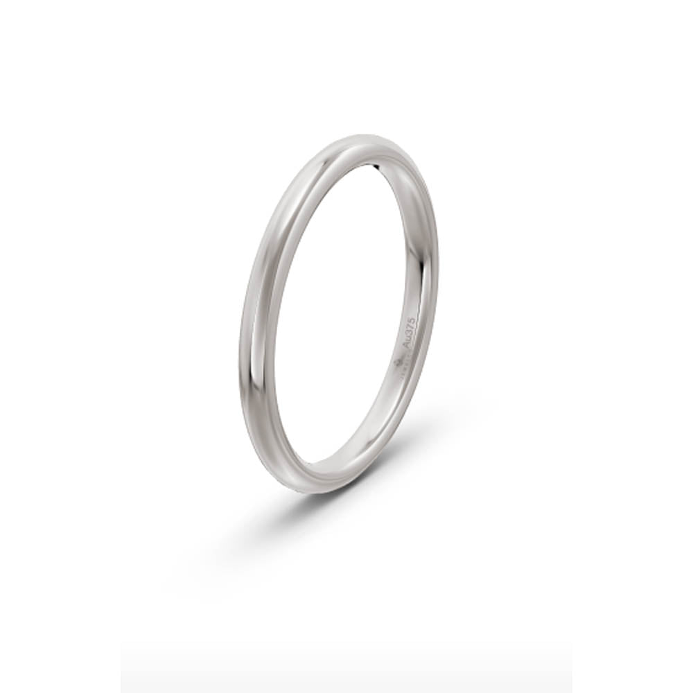 Classic Half Round 2mm White Gold Wedding Band