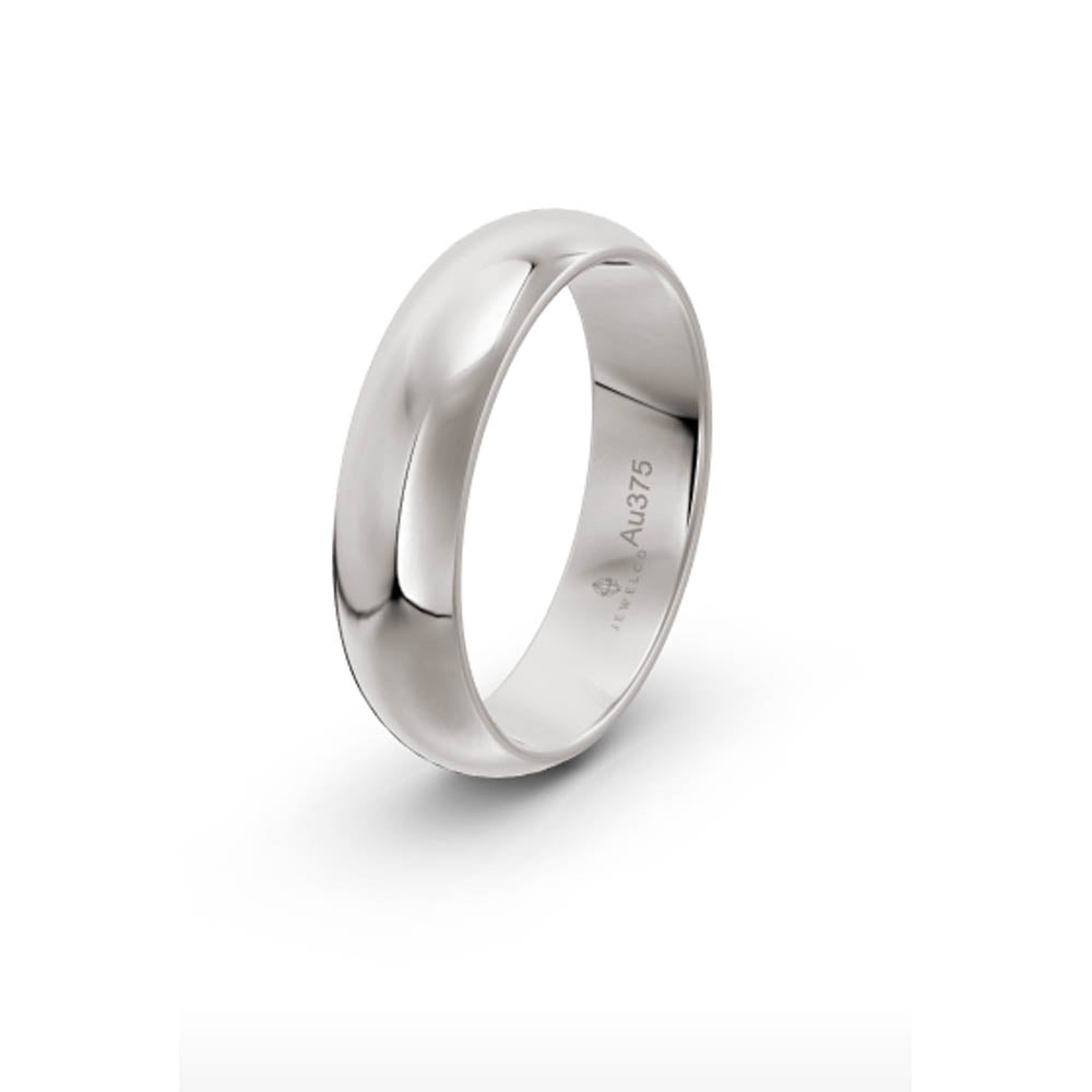 Classic Half Round 5mm White Gold Wedding Band