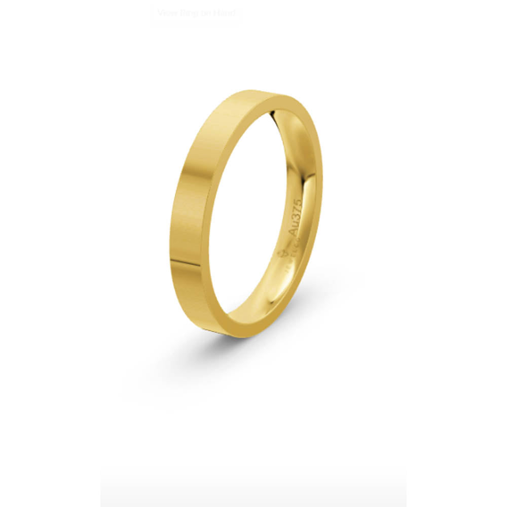 Classic Flat 3mm Yellow Gold Wedding Band