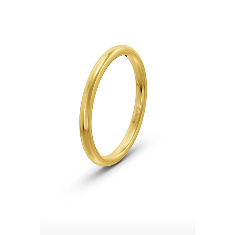 Classic Half Round 2mm Yellow Gold Wedding Band