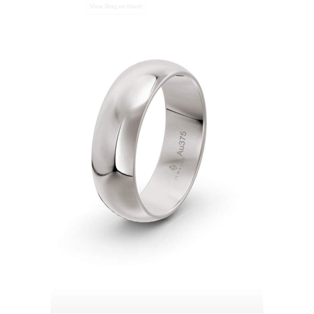 Classic Half Round 6mm White Gold Wedding Band
