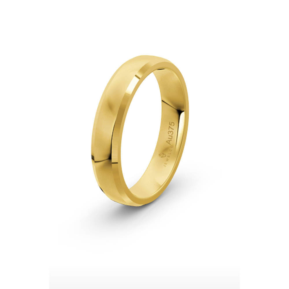 Classic Flat Bevelled 4mm Yellow Gold Wedding Band