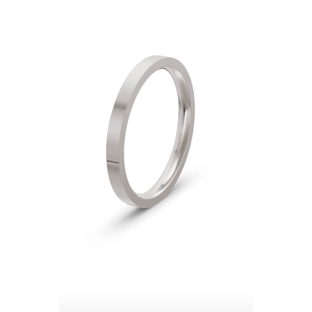 Classic Flat 2mm White Gold Wedding Band