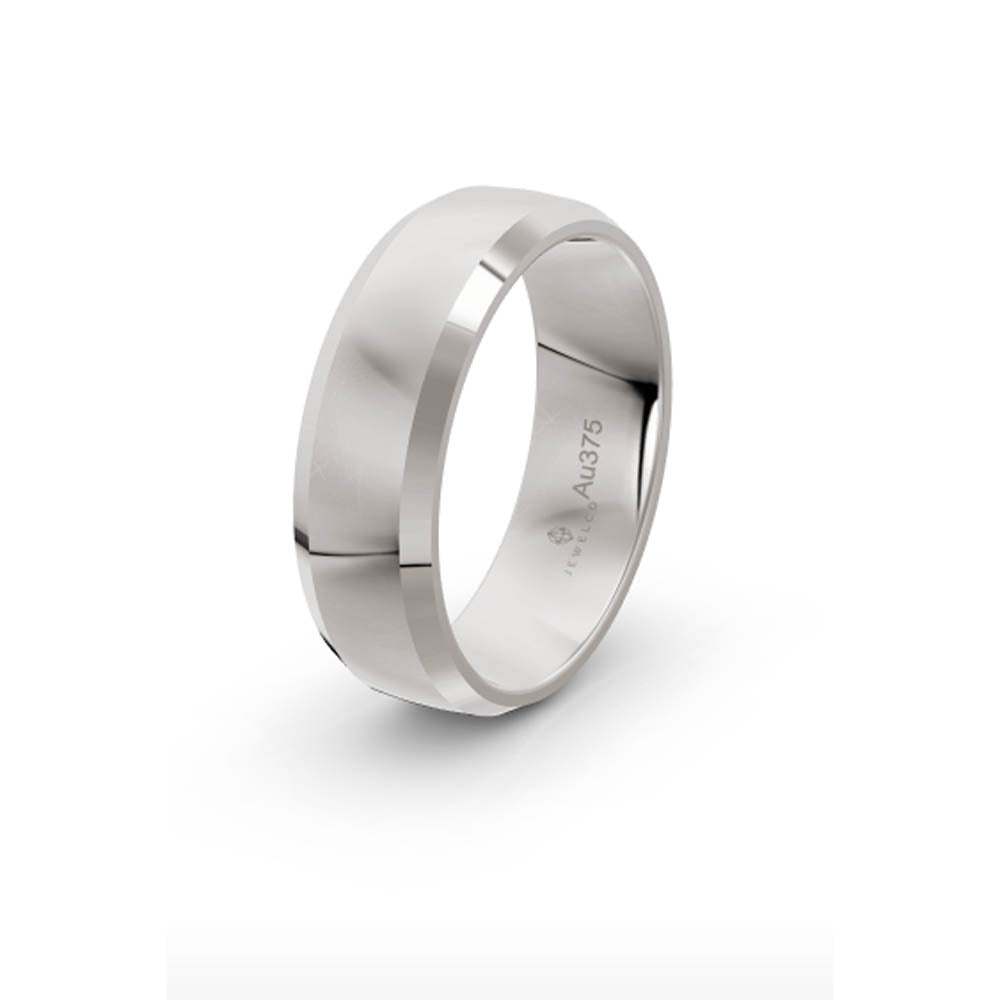 Classic Flat Bevelled 6mm White Gold Wedding Band