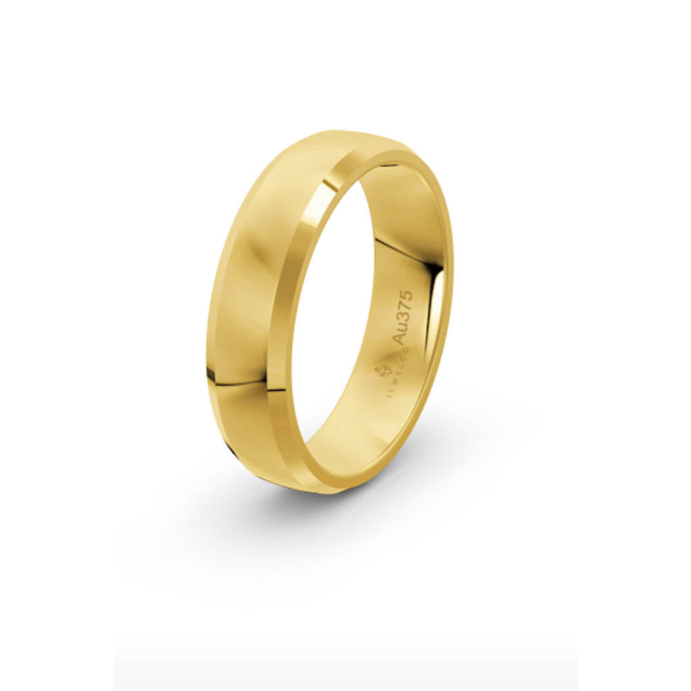 Classic Flat Bevelled 5mm Yellow Gold Wedding Band
