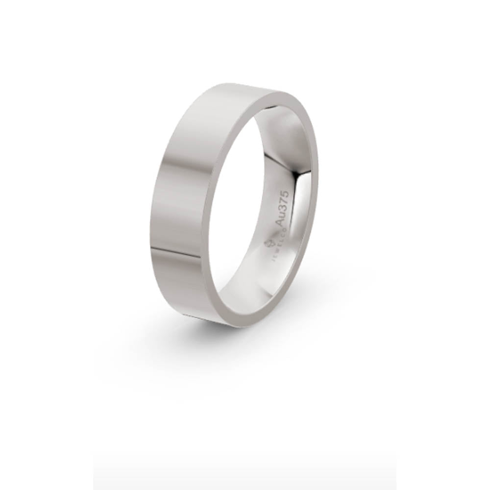 Classic Flat 5mm White Gold Wedding Band