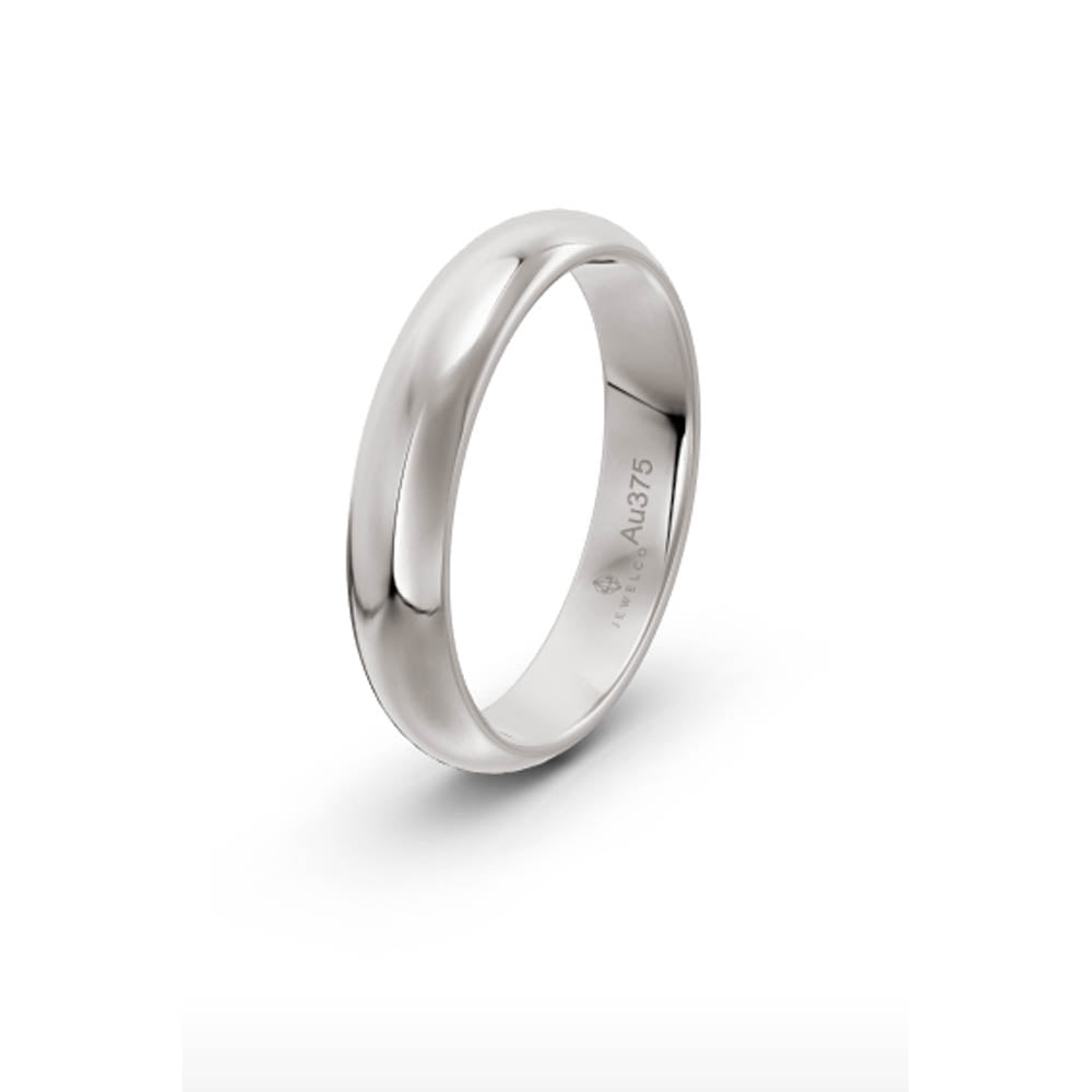 Classic Half Round 4mm White Gold Wedding Band