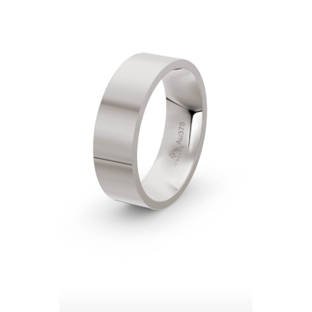 Classic Flat 6mm White Gold Wedding Band