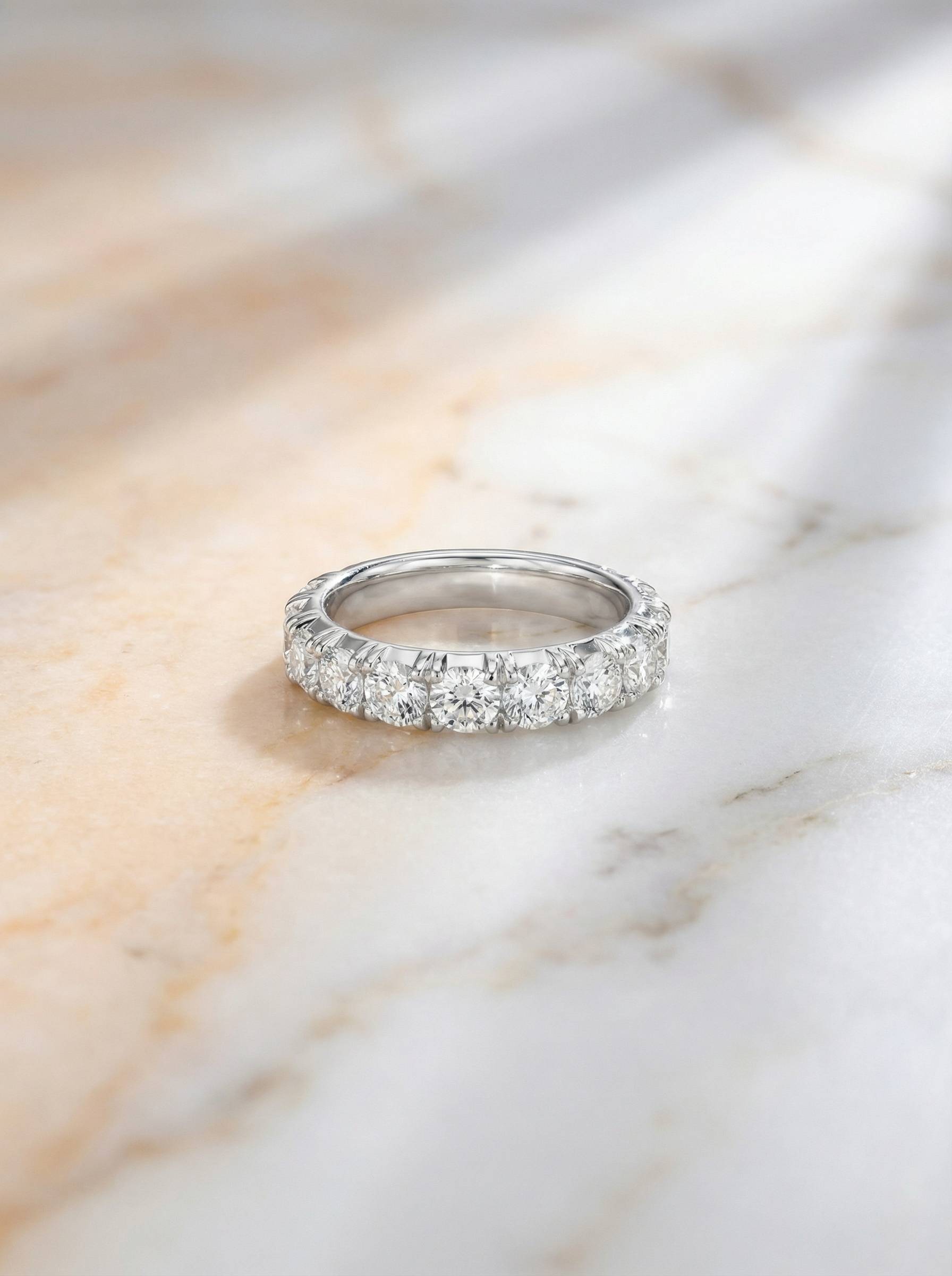 Platinum round brilliant diamond half eternity ring 1.35ct