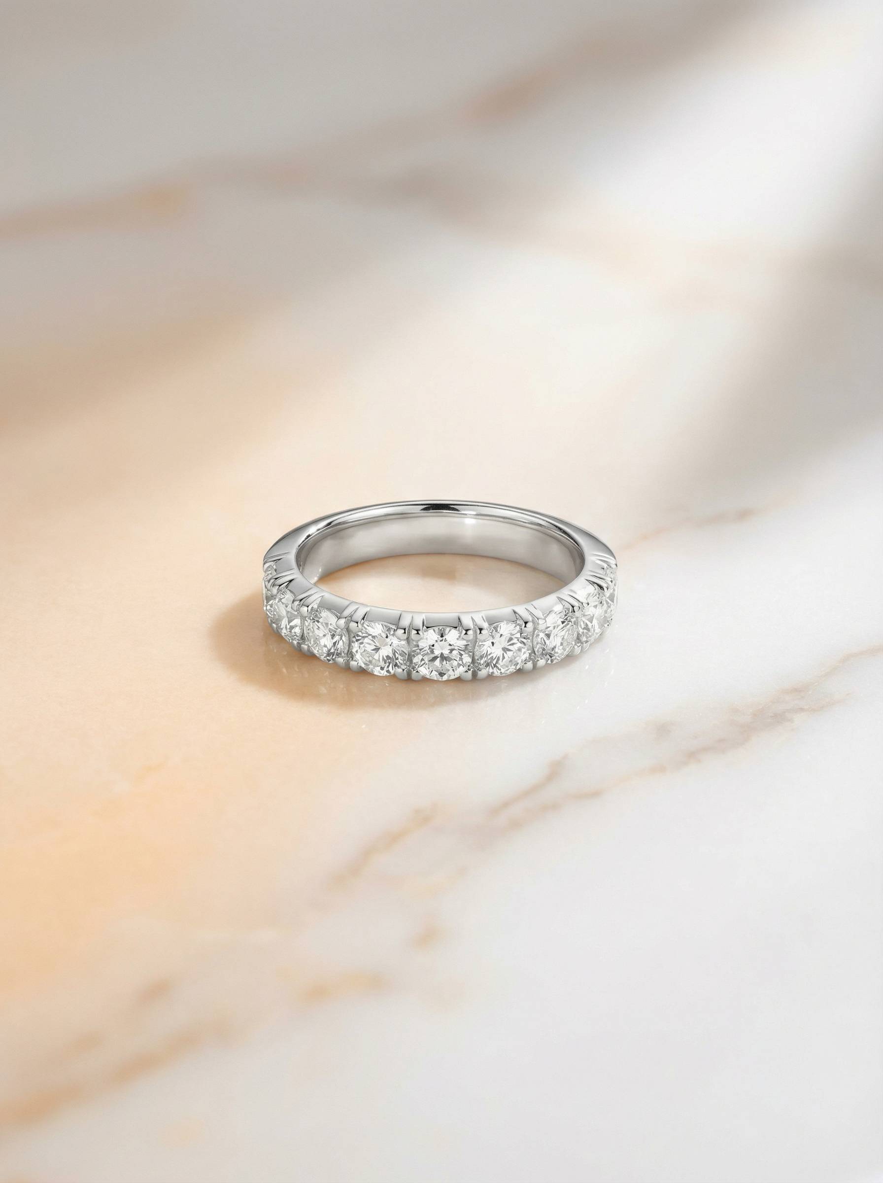 Platinum round brilliant diamond half eternity ring 1.35ct