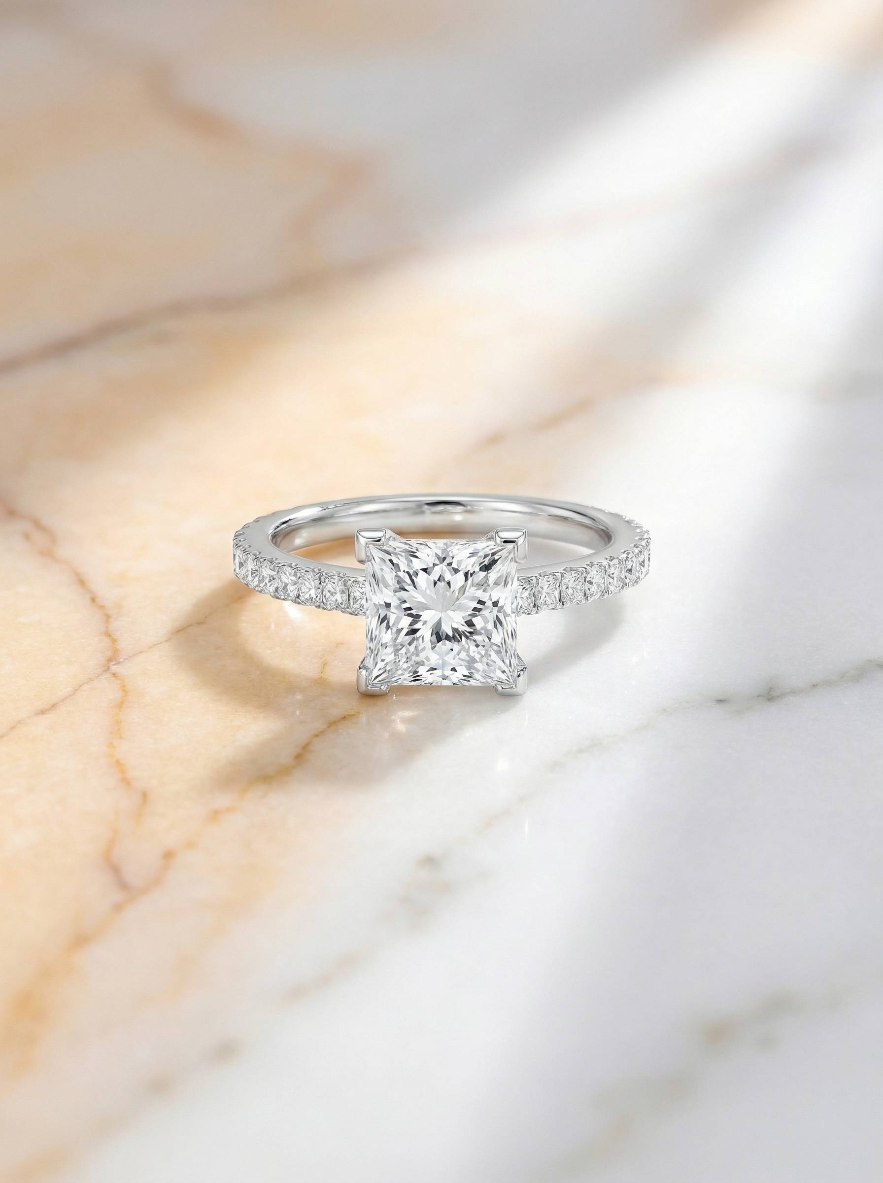 2.01ct princess cut diamond engagement ring platinum