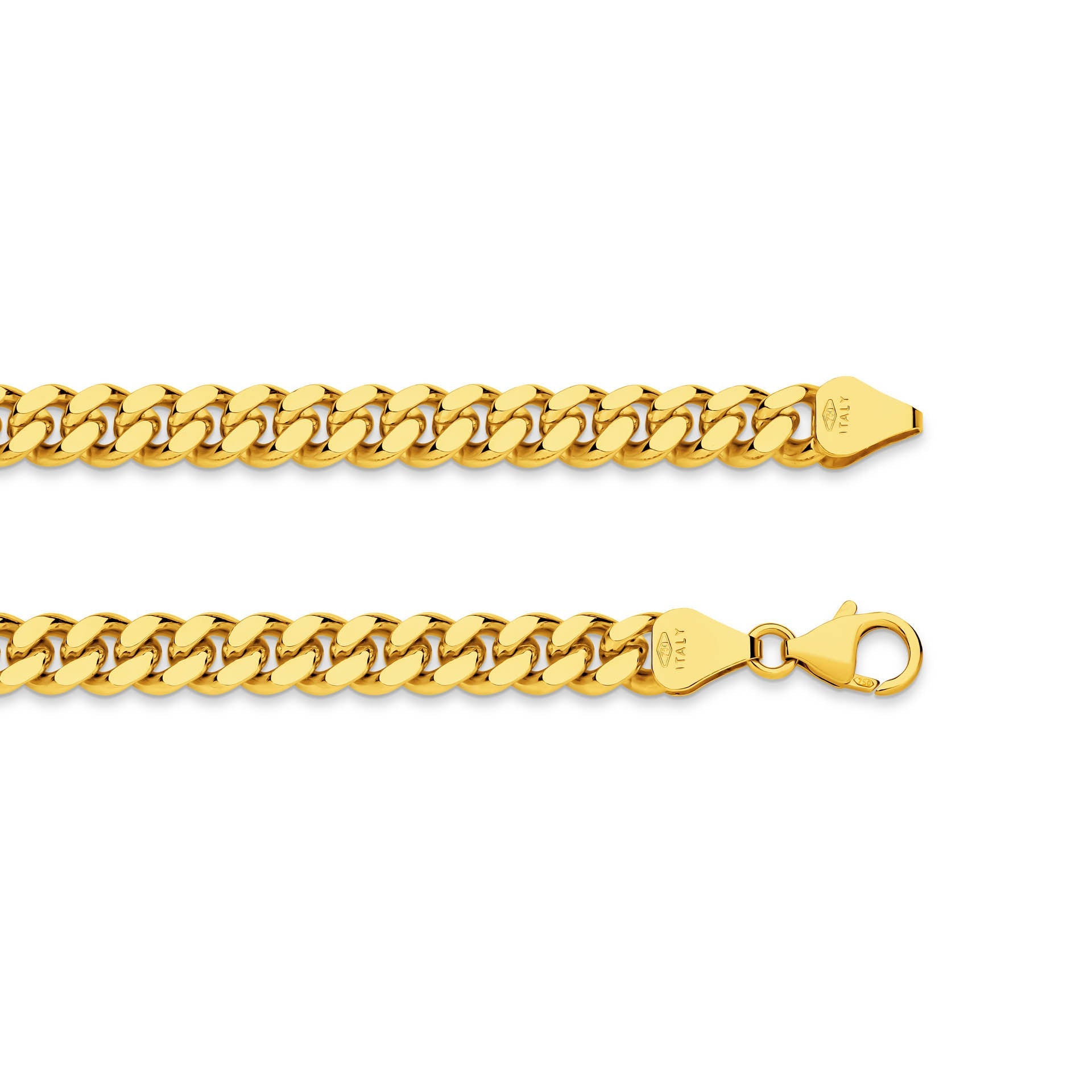 Yellow Gold 7.16mm Diamond Cut Curb Chain - TOP