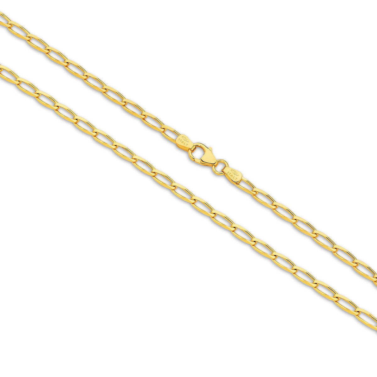 Flat Curb Long 2.80mm Solid Yellow Gold Chain
