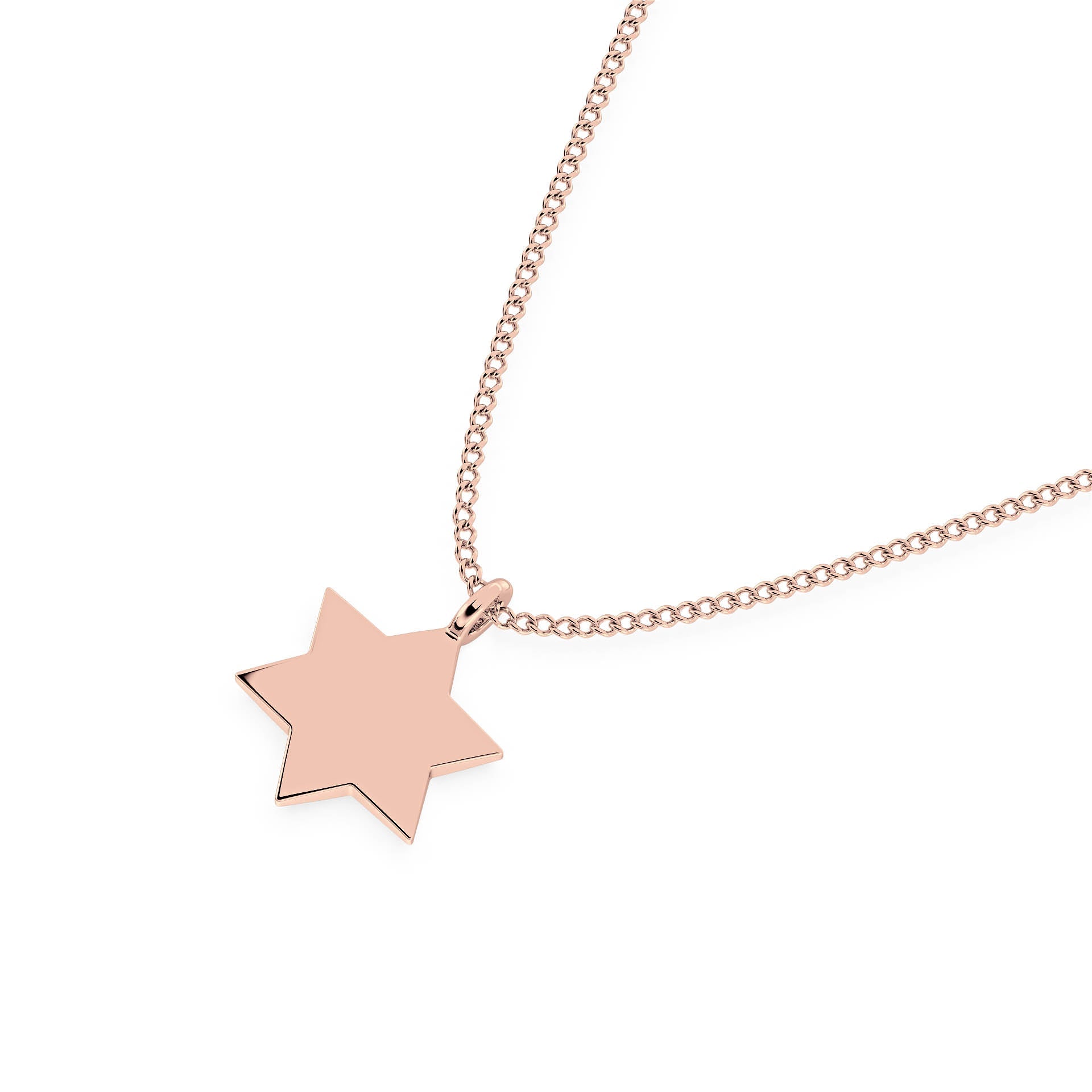 GOLD STAR OF DAVID PENDANT/NECKLACE in 9ct Rose Gold