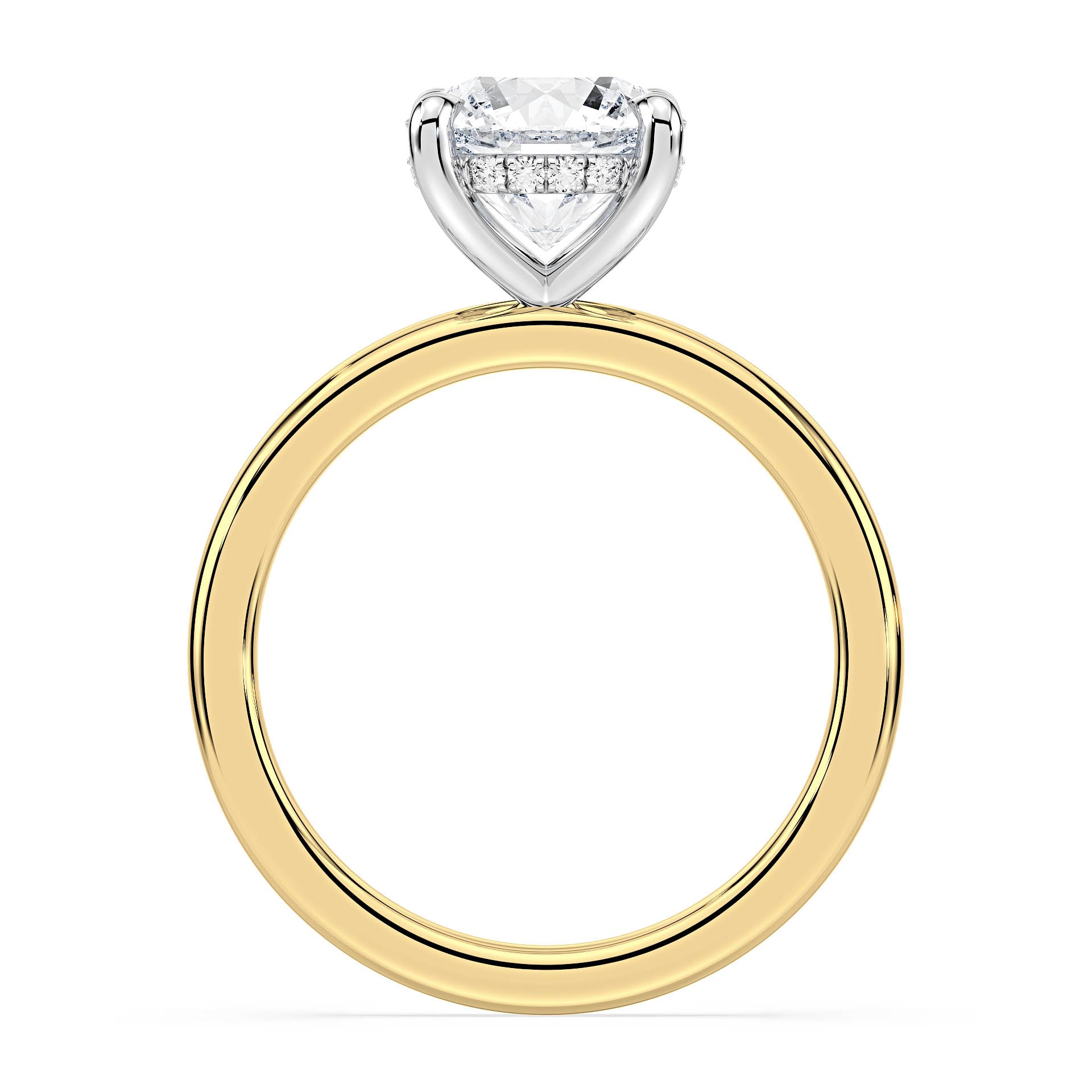 4-CLAW SOLITAIRE ROUND DIAMOND ENGAGEMENT RING WITH HIDDEN HALO in 18ct Two Tone Gold