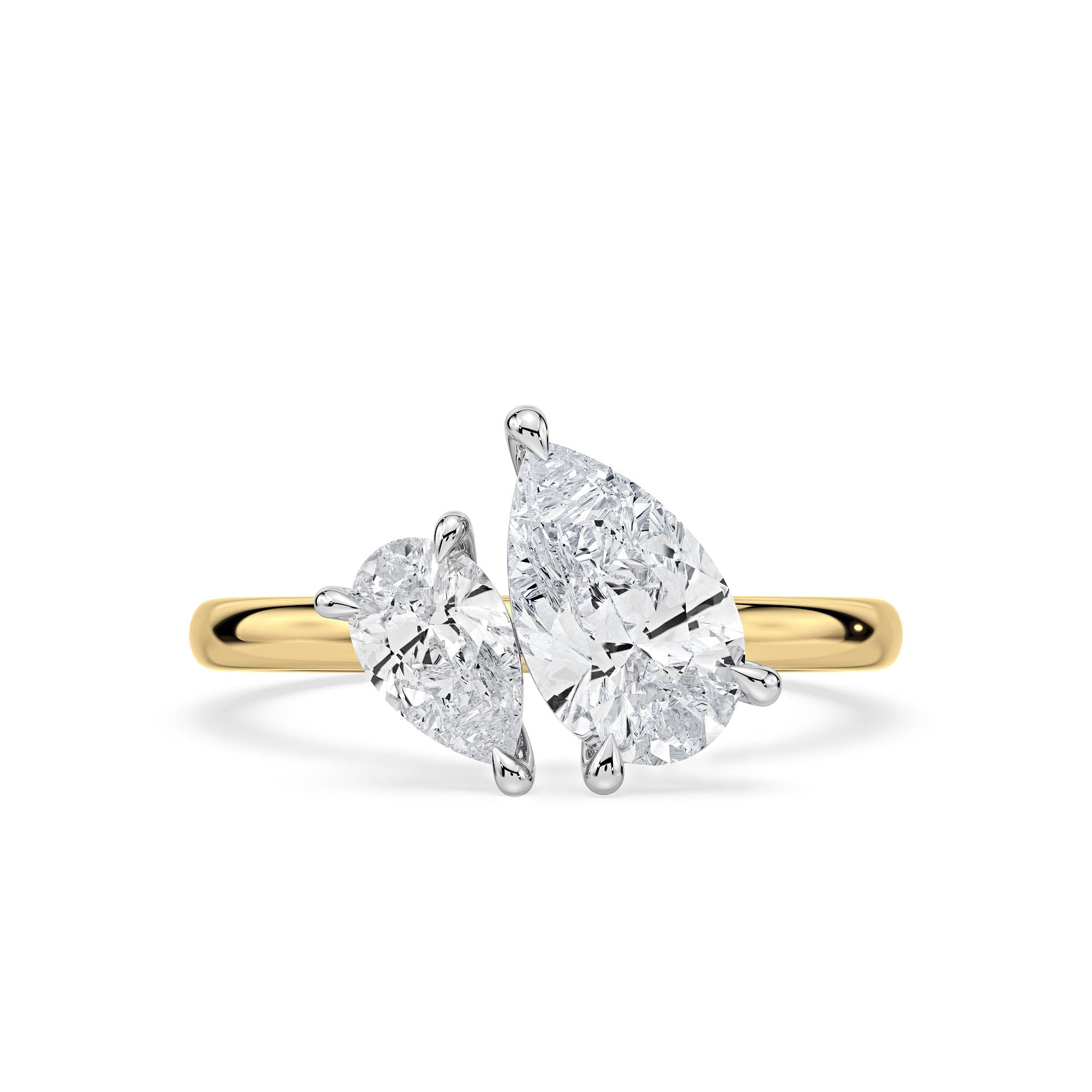 4-CLAW TOI ET MOI PEAR-SHAPED DIAMOND ENGAGEMENT RING in 18ct Two Tone Gold