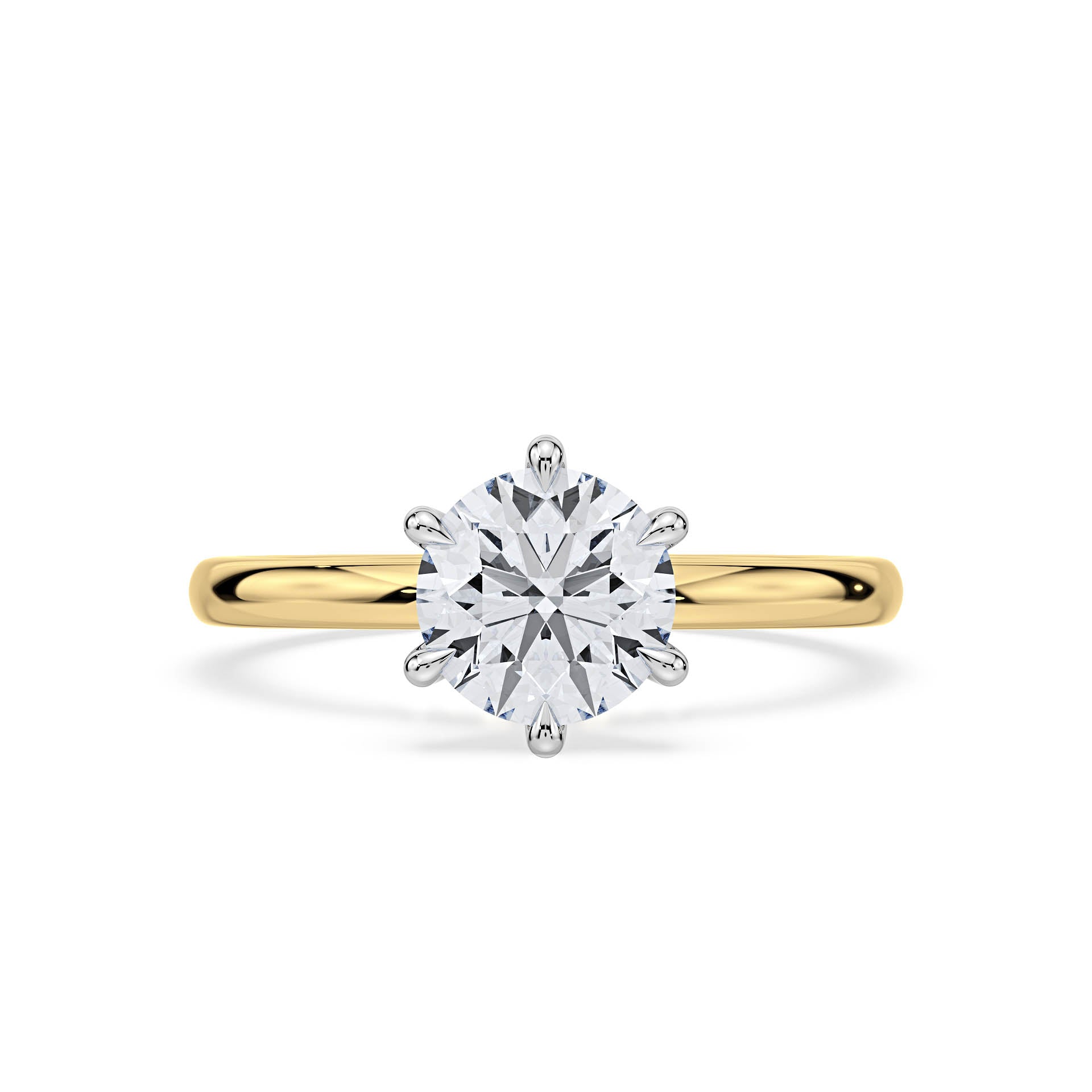 6-CLAW SOLITAIRE ROUND DIAMOND ENGAGEMENT RING in 18ct Two Tone Gold