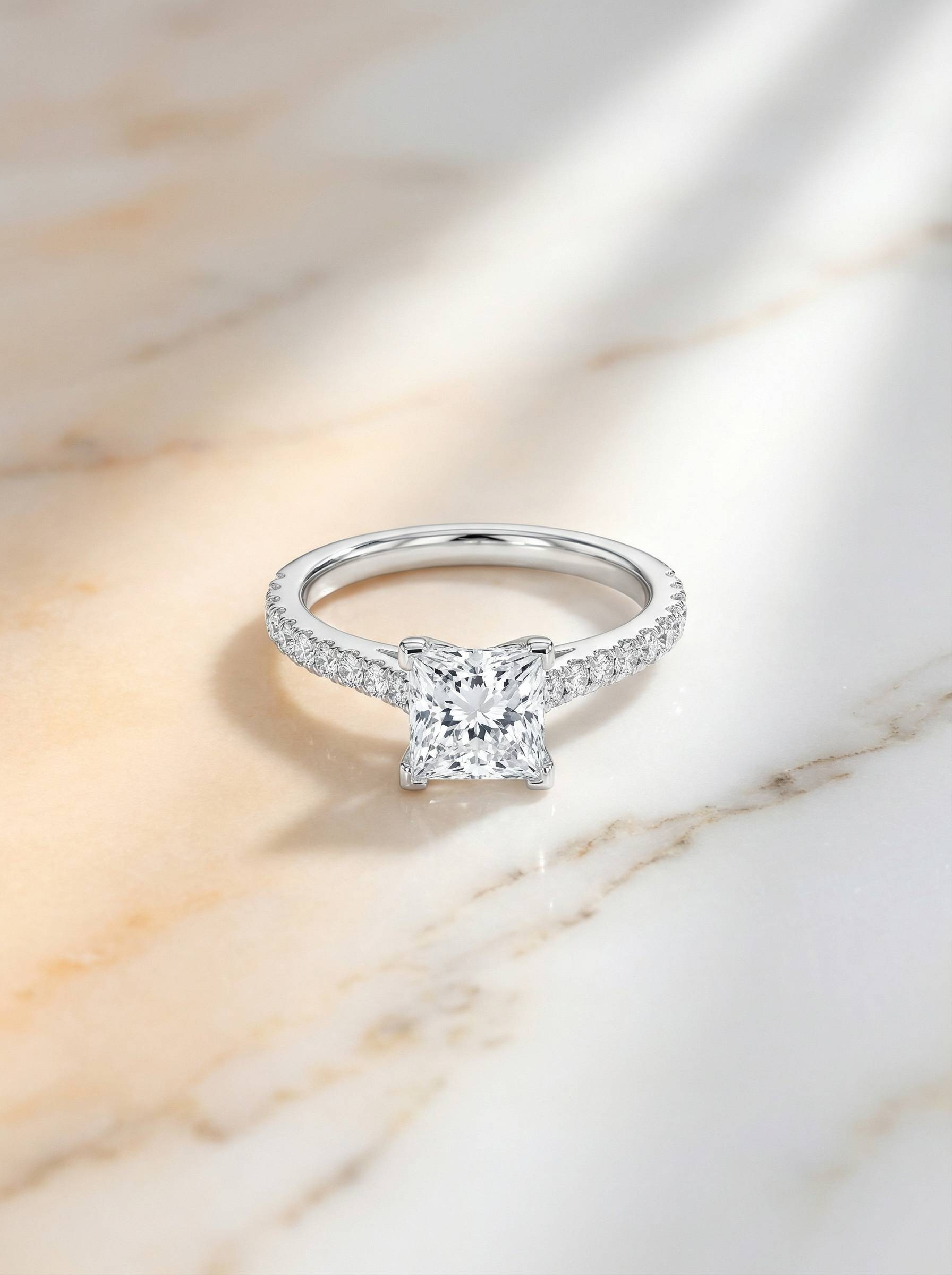 2.01ct princess cut diamond engagement ring platinum